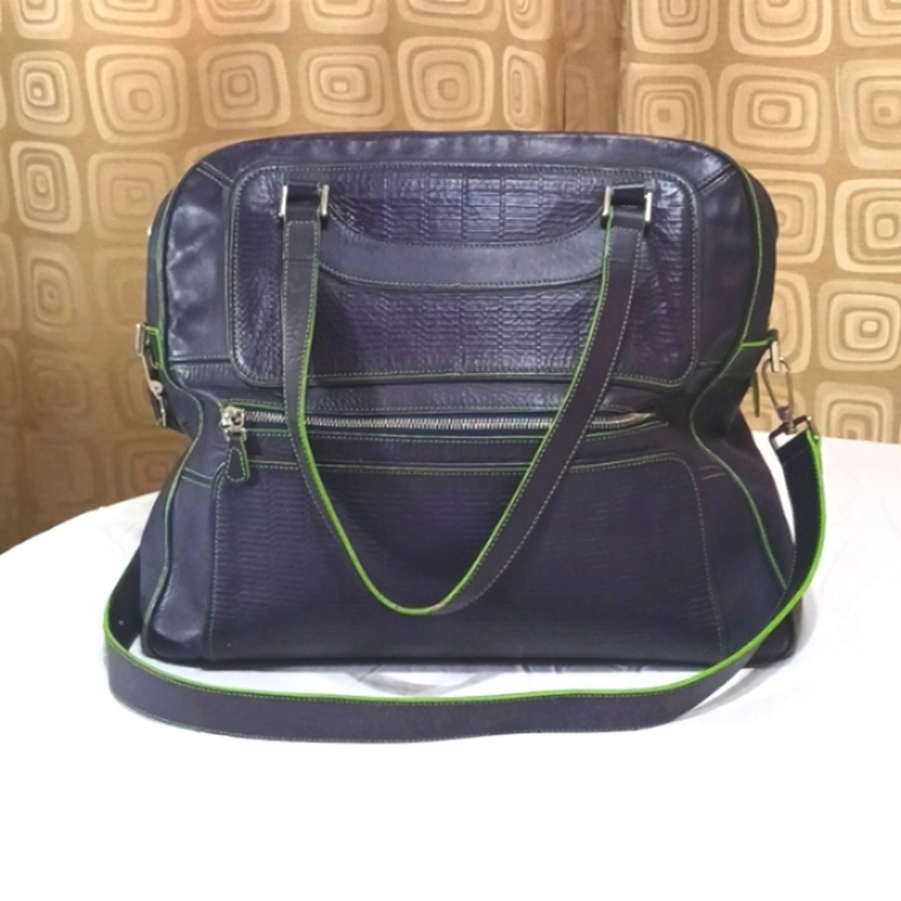 JACQUES LE CORRE Vintage Leather Travel Computer Weekend Bag